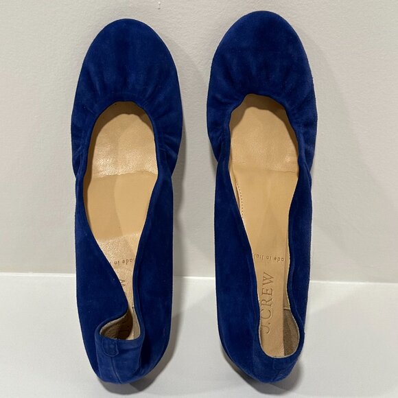 Jcrew Cece Suede Ballet Flats Cobalt Blue Size 8 - Picture 6 of 9